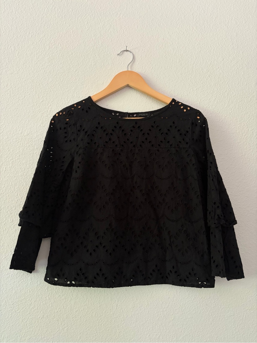 Ann Taylor Factory Black Eyelet Blouse